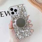 For iPhone 13 Pro Max Mirror Handmade Bling Rhinestone PC Phone Case(Silver Gray Round) - 1