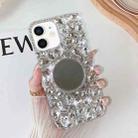 For iPhone 12 Mirror Handmade Bling Rhinestone PC Phone Case(Silver Gray Round) - 1