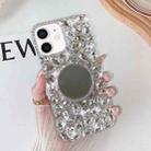 For iPhone 12 mini Mirror Handmade Bling Rhinestone PC Phone Case(Silver Gray Round) - 1