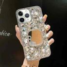 For iPhone 11 Pro Max Mirror Handmade Bling Rhinestone PC Phone Case(Silver Gray Square) - 1