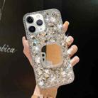 For iPhone 11 Pro Mirror Handmade Bling Rhinestone PC Phone Case(Silver Gray Square) - 1