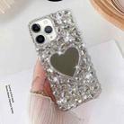 For iPhone 11 Pro Mirror Handmade Bling Rhinestone PC Phone Case(Silver Gray Love) - 1