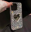 For iPhone XR Mirror Handmade Bling Rhinestone PC Phone Case(Silver Gray Flower) - 3