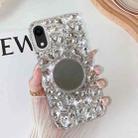 For iPhone XR Mirror Handmade Bling Rhinestone PC Phone Case(Silver Gray Round) - 1