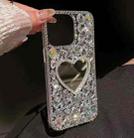 For iPhone XS Max Mirror Handmade Bling Rhinestone PC Phone Case(Silver Gray Flower) - 3