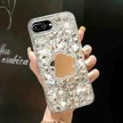 For iPhone 7 Plus / 8 Plus Mirror Handmade Bling Rhinestone PC Phone Case(Silver Gray Flower) - 1