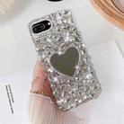 For iPhone 7 Plus / 8 Plus Mirror Handmade Bling Rhinestone PC Phone Case(Silver Gray Love) - 1