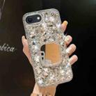 For iPhone SE 2022 / 7 / 8  Mirror Handmade Bling Rhinestone PC Phone Case(Silver Gray Square) - 1
