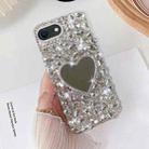 For iPhone SE 2022 / 7 / 8  Mirror Handmade Bling Rhinestone PC Phone Case(Silver Gray Love) - 1