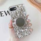 For iPhone SE 2022 / 7 / 8  Mirror Handmade Bling Rhinestone PC Phone Case(Silver Gray Round) - 1