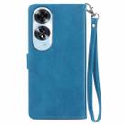 For OPPO A60 Embossed Flower Zipper Leather Phone Case(Blue) - 3