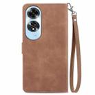 For OPPO A60 Embossed Flower Zipper Leather Phone Case(Brown) - 3