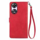 For OPPO A78 5G Embossed Flower Zipper Leather Phone Case(Red) - 3