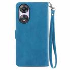 For OPPO A78 5G Embossed Flower Zipper Leather Phone Case(Blue) - 3