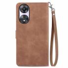 For OPPO A78 5G Embossed Flower Zipper Leather Phone Case(Brown) - 3