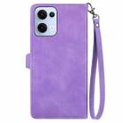 For OPPO Reno13 Embossed Flower Zipper Leather Phone Case(Purple) - 3