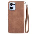 For OPPO Reno13 Embossed Flower Zipper Leather Phone Case(Brown) - 3