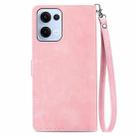 For OPPO Reno13 Pro Embossed Flower Zipper Leather Phone Case(Pink) - 3