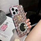 For iPhone 15 Pro Max Diamond Mirror Bunny Handmade PC Phone Case(Pink Round Mirror) - 1