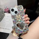 For iPhone 15 Diamond Mirror Bunny Handmade PC Phone Case(Colorful Love Mirror) - 1