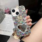 For iPhone 14 Plus Diamond Mirror Bunny Handmade PC Phone Case(Colorful Love Mirror) - 1