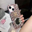 For iPhone 14 Diamond Mirror Bunny Handmade PC Phone Case(Pink Round Mirror) - 1