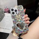 For iPhone 14 Pro Max Diamond Mirror Bunny Handmade PC Phone Case(Colorful Love Mirror) - 1