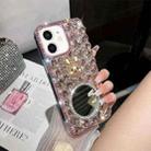 For iPhone 12 mini Diamond Mirror Bunny Handmade PC Phone Case(Pink Round Mirror) - 1