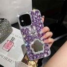 For iPhone X / XS Diamond Mirror Bunny Handmade PC Phone Case(Purple Flower Mirror) - 1