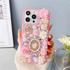 For iPhone 15 Pro Max Diamond Inlaid Rose PC Phone Case(Pink) - 1