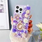 For iPhone 15 Pro Max Diamond Inlaid Rose PC Phone Case(Purple) - 1