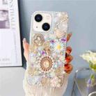 For iPhone 14 Diamond Inlaid Rose PC Phone Case(White) - 1