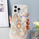 For iPhone 13 Diamond Inlaid Rose PC Phone Case(White) - 1