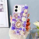 For iPhone 12 Diamond Inlaid Rose PC Phone Case(Purple) - 1