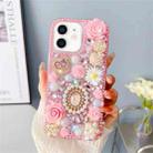 For iPhone 11 Diamond Inlaid Rose PC Phone Case(Pink) - 1