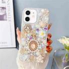 For iPhone 11 Diamond Inlaid Rose PC Phone Case(White) - 1