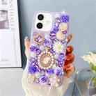 For iPhone 16 Diamond Inlaid Rose PC Phone Case(Purple) - 1