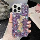 For iPhone 15 Pro Plum Blossom Handmade Diamond Inlay PC Phone Case(Purple) - 1