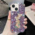 For iPhone 15 Plus Plum Blossom Handmade Diamond Inlay PC Phone Case(Purple) - 1