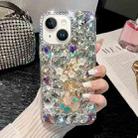 For iPhone 15 Plum Blossom Handmade Diamond Inlay PC Phone Case(White) - 1