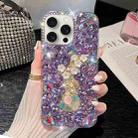 For iPhone 14 Pro Max Plum Blossom Handmade Diamond Inlay PC Phone Case(Purple) - 1