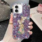 For iPhone 16 Plus Plum Blossom Handmade Diamond Inlay PC Phone Case(Purple) - 1