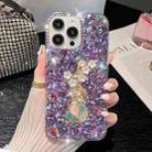 For iPhone 16 Pro Max Plum Blossom Handmade Diamond Inlay PC Phone Case(Purple) - 1