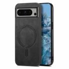 For Google Pixel 9 Pro XL Retro Magsafe Magnetic PU Back Cover Phone Case(Black) - 1