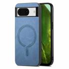 For Google Pixel 8a Retro Magsafe Magnetic PU Back Cover Phone Case(Blue) - 1