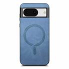 For Google Pixel 8a Retro Magsafe Magnetic PU Back Cover Phone Case(Blue) - 3