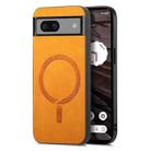 For Google Pixel 7a Retro Magsafe Magnetic PU Back Cover Phone Case(Yellow) - 1