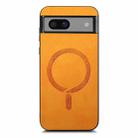 For Google Pixel 7a Retro Magsafe Magnetic PU Back Cover Phone Case(Yellow) - 3