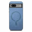 For Google Pixel 7a Retro Magsafe Magnetic PU Back Cover Phone Case(Blue) - 3