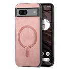 For Google Pixel 7a Retro Magsafe Magnetic PU Back Cover Phone Case(Pink) - 1